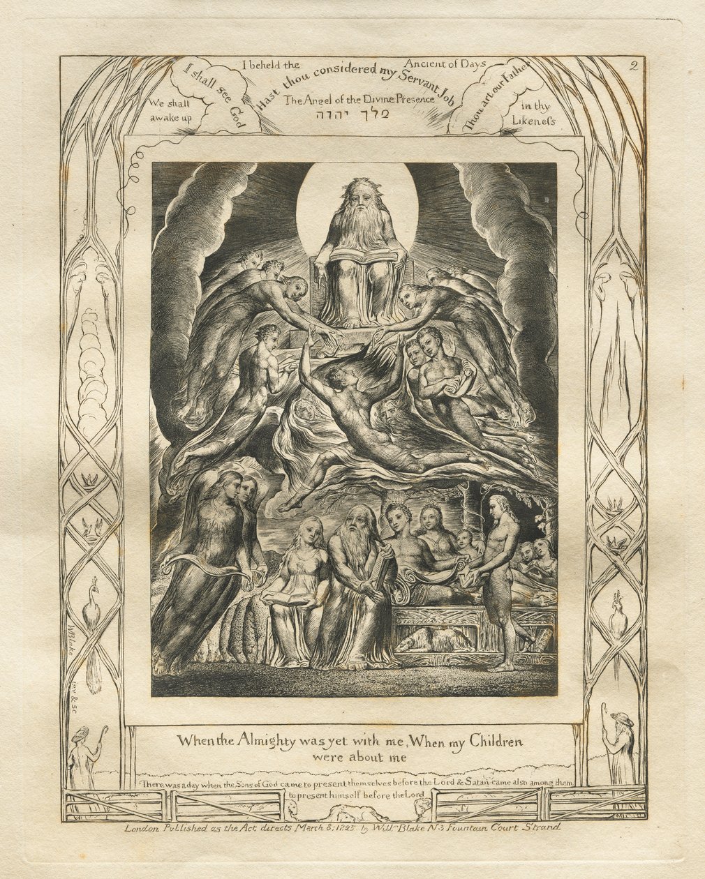 The Book of Job:  Pl. 2, When the Almighty was yet with me, When my Children / were about me de William Blake