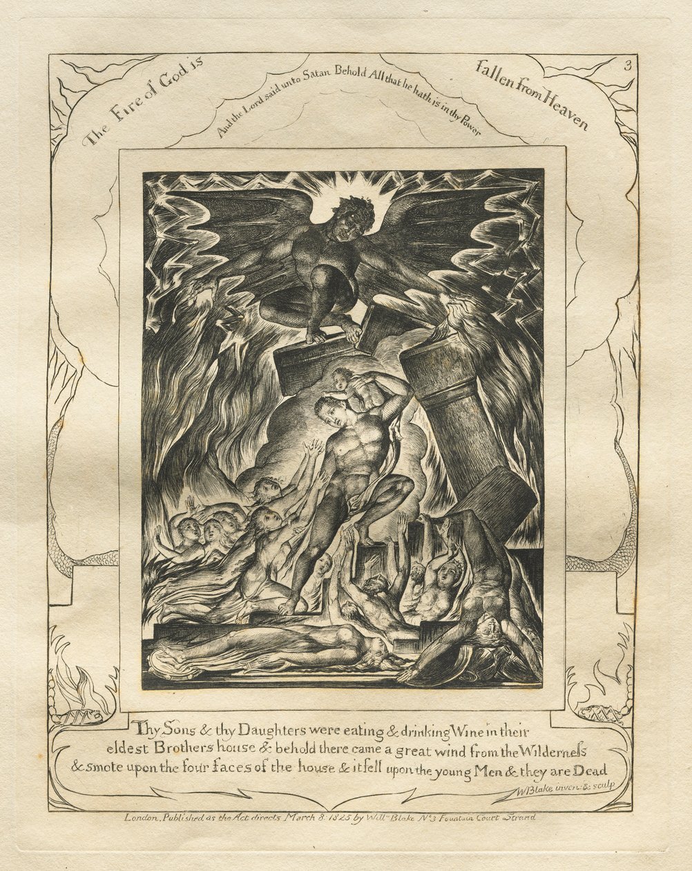 The Book of Job:  Pl. 3, Thy Sons and thy Daughters were eating and drinking Wine in their / eldest Brothers house de William Blake