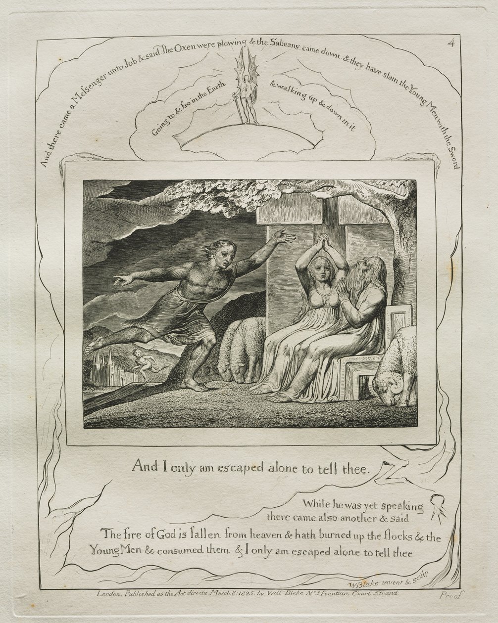 El Libro de Job: Pl. 4, Y solo yo he escapado para contártelo de William Blake