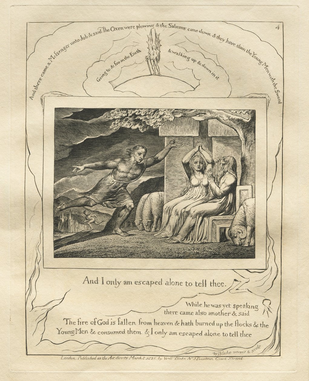 The Book of Job:  Pl. 4, And I only am escaped alone to tell thee de William Blake