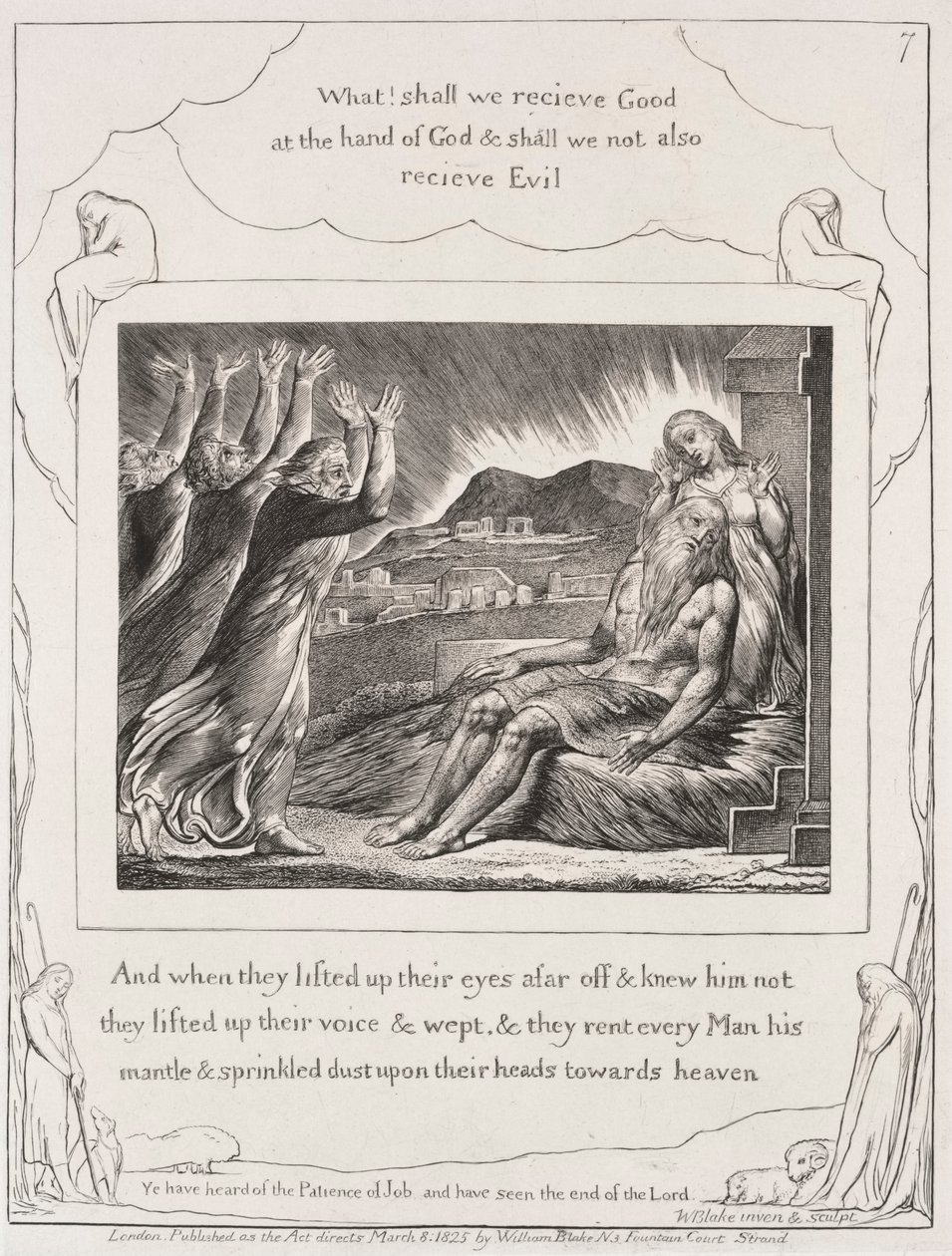 The Book of Job:  Pl. 7, And when they had lifted up their eyes de William Blake