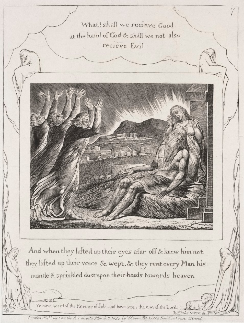 El libro de Job: Pl. 7, Y cuando levantaron sus ojos, 1825 de William Blake