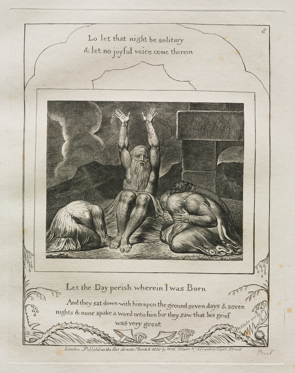 El Libro de Job: Pl. 8, Que perezca el día en que nací de William Blake