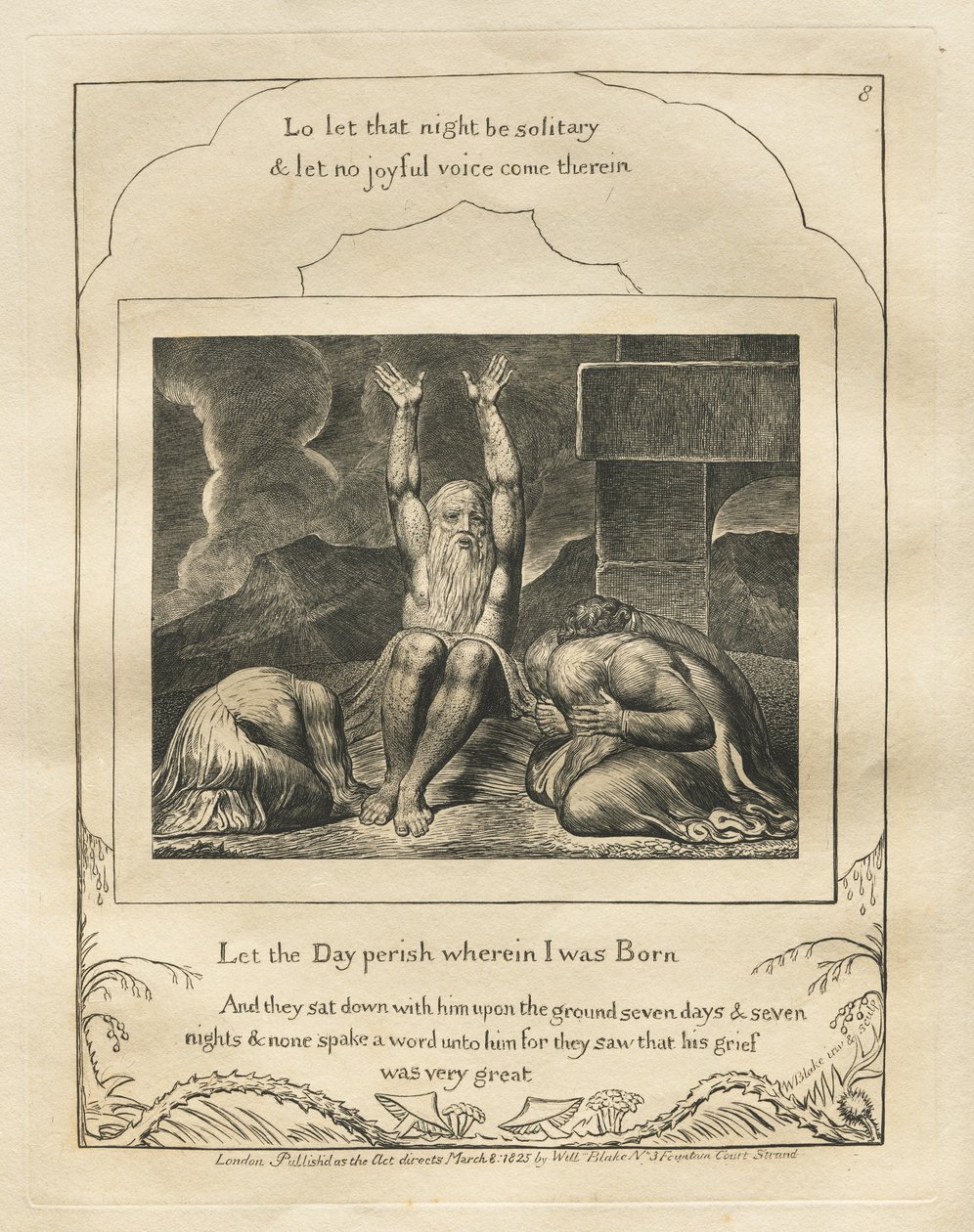 The Book of Job:  Pl. 8, Let the Day perish wherein I was Born de William Blake