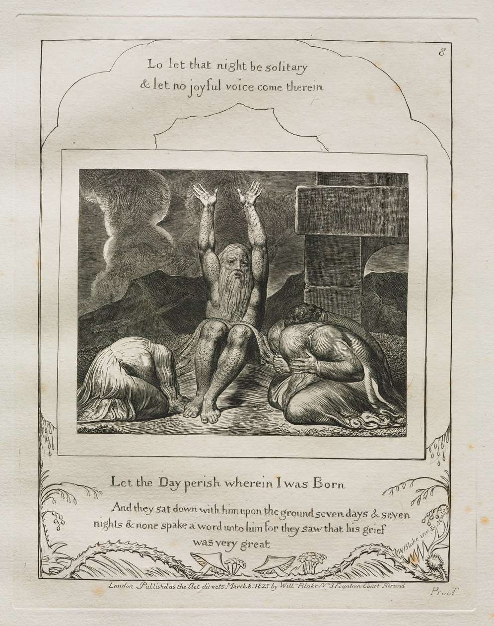 El Libro de Job: Pl. 8, Que perezca el día en que nací, 1825 de William Blake