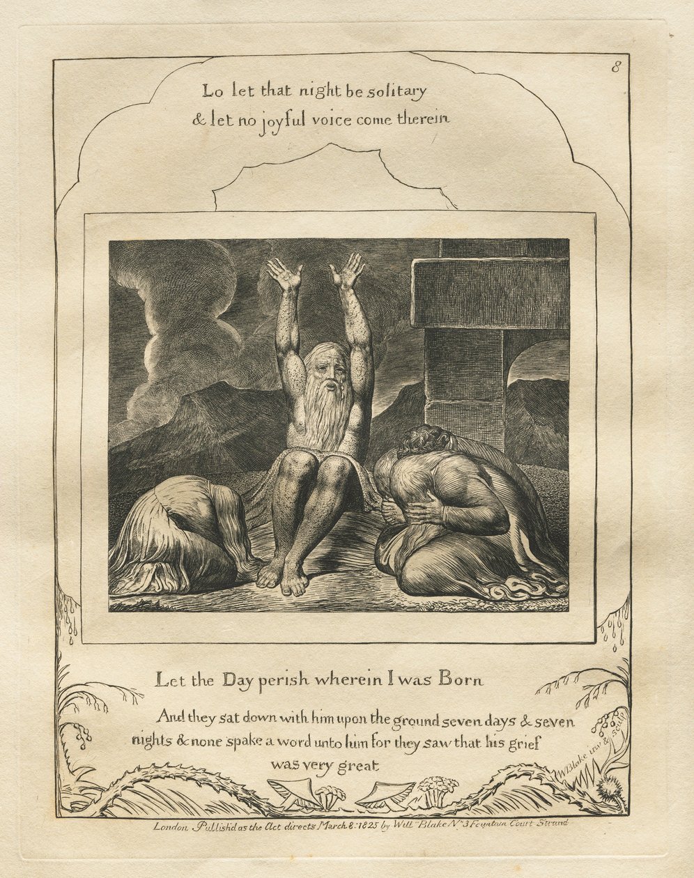 El Libro de Job: Pl. 8, Que perezca el día en que nací, 1825 de William Blake