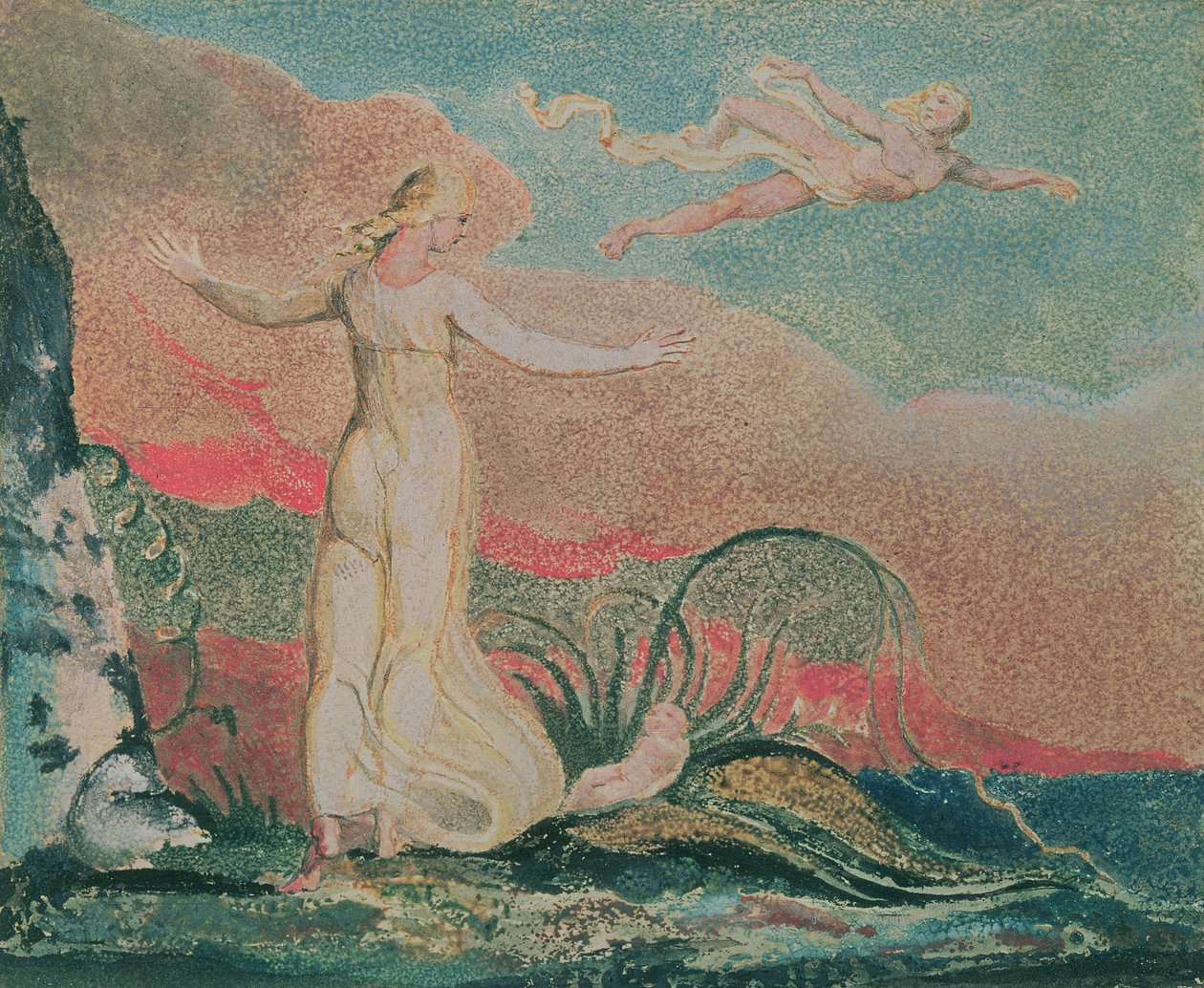 El Libro de Thel; Placa 4 Thel en el Valle de Har, 1794 de William Blake