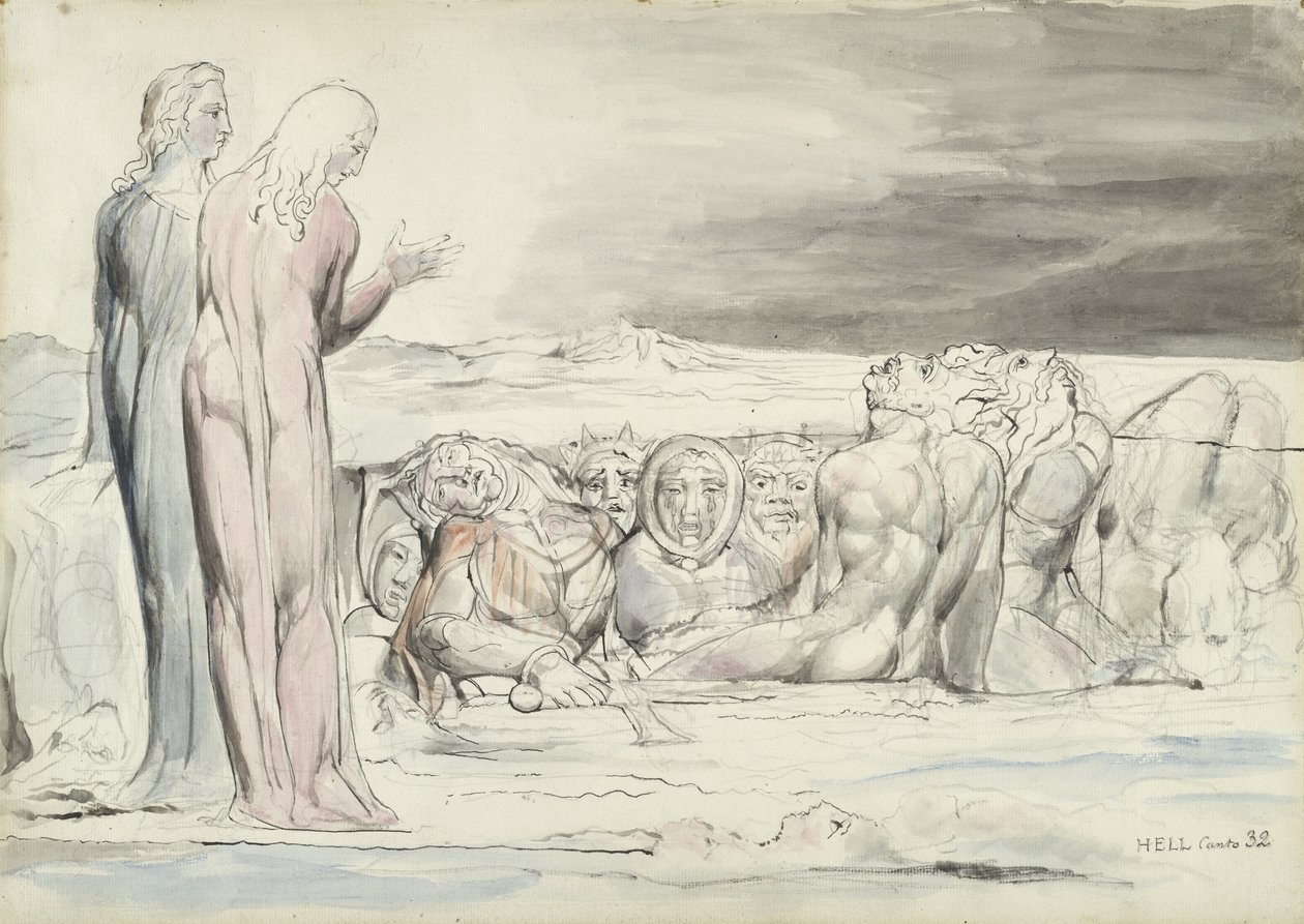 El Círculo de los Traidores: Hermanos Alberti, ilustración de la Divina Comedia de Dante Alighieri, 1824-27 de William Blake