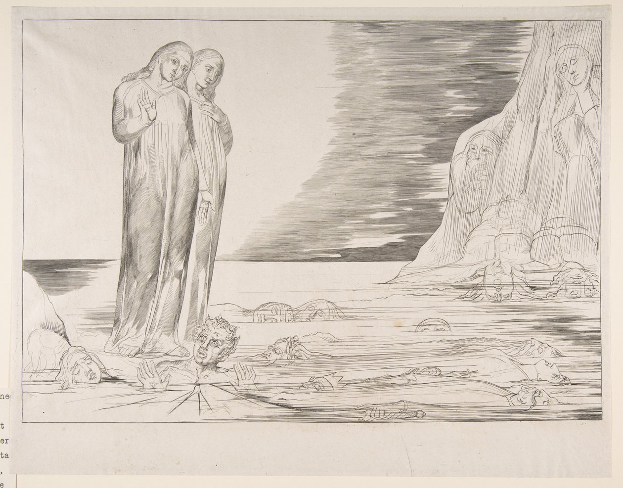 El círculo de los traidores: el pie de Dante golpeando a Bocca degli Abbate, de El Infierno de Dante de William Blake