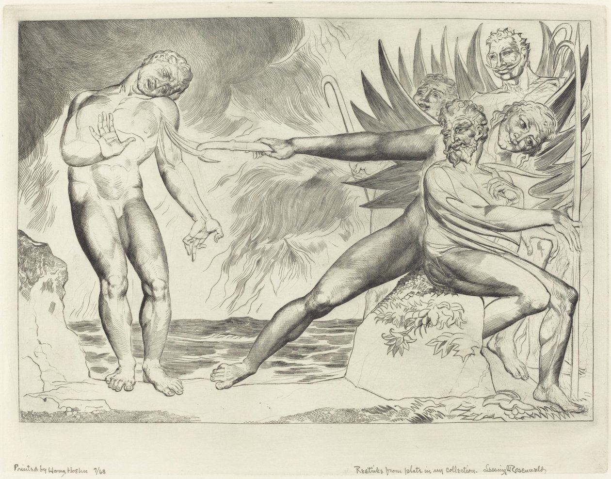 El círculo de los funcionarios corruptos, los demonios atormentando a Ciampolo de William Blake