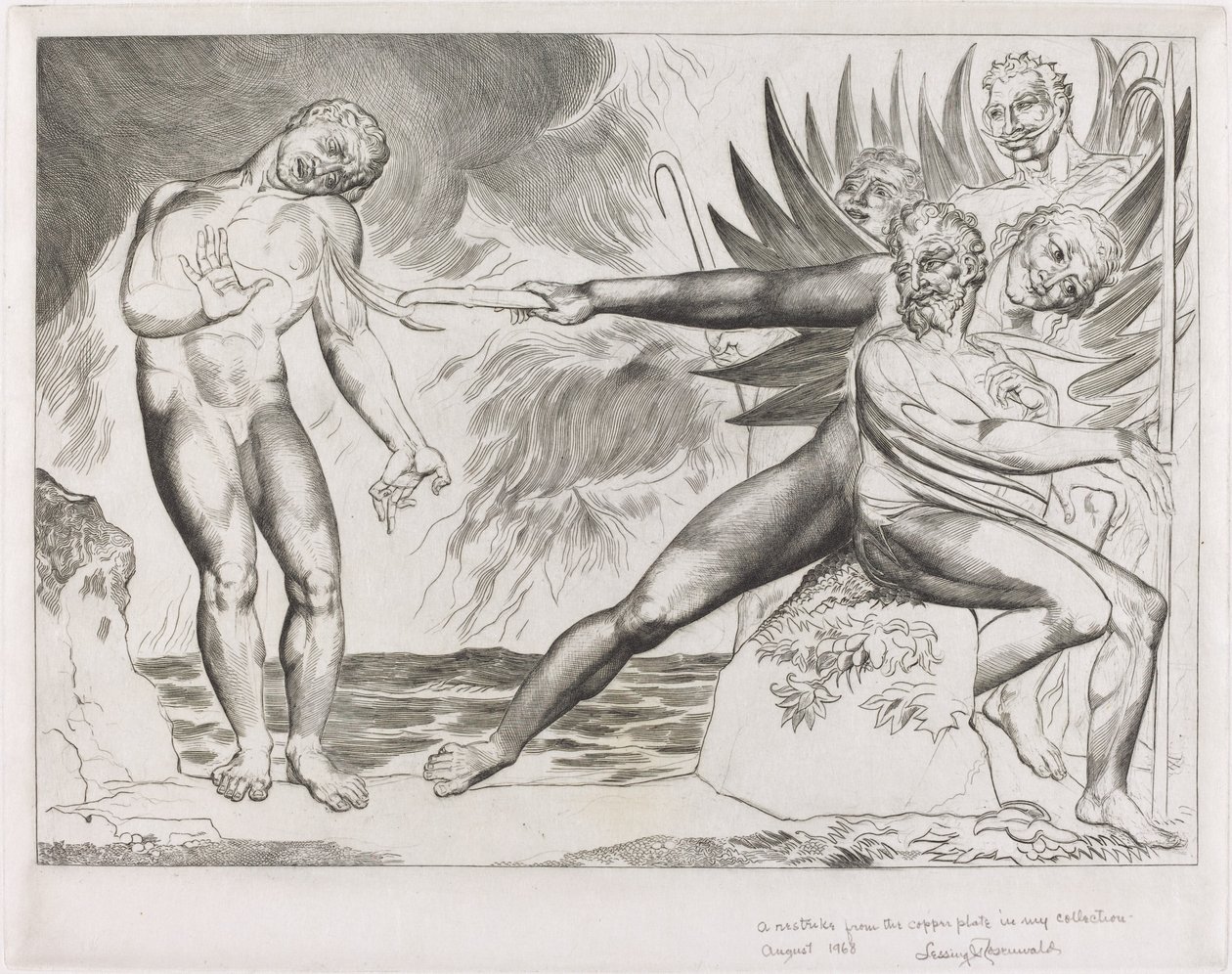 El círculo de los funcionarios corruptos; los demonios atormentan a Ciampolo de William Blake