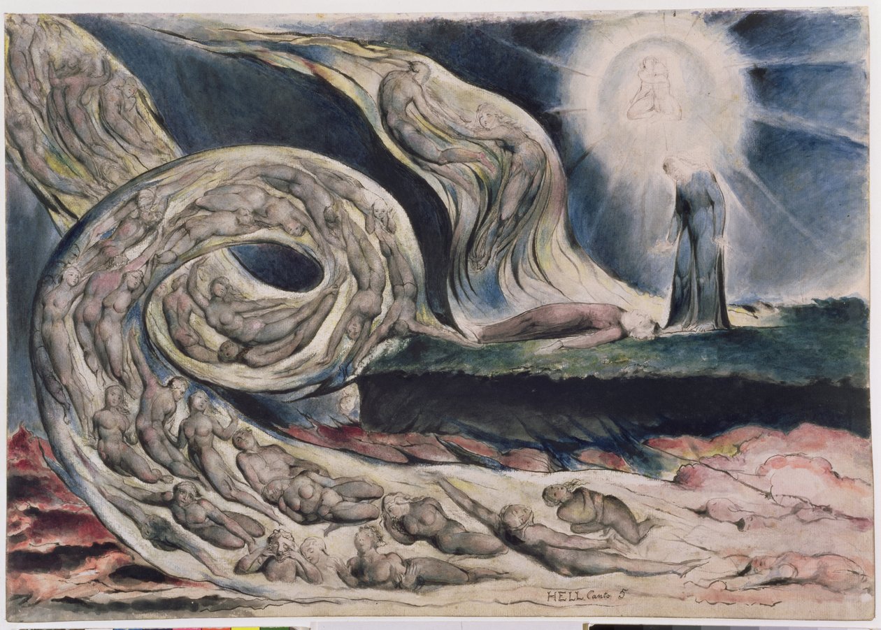 El círculo de los lujuriosos de William Blake