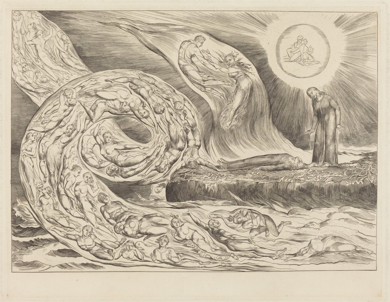 El círculo de los lujuriosos: Paolo y Francesca de William Blake