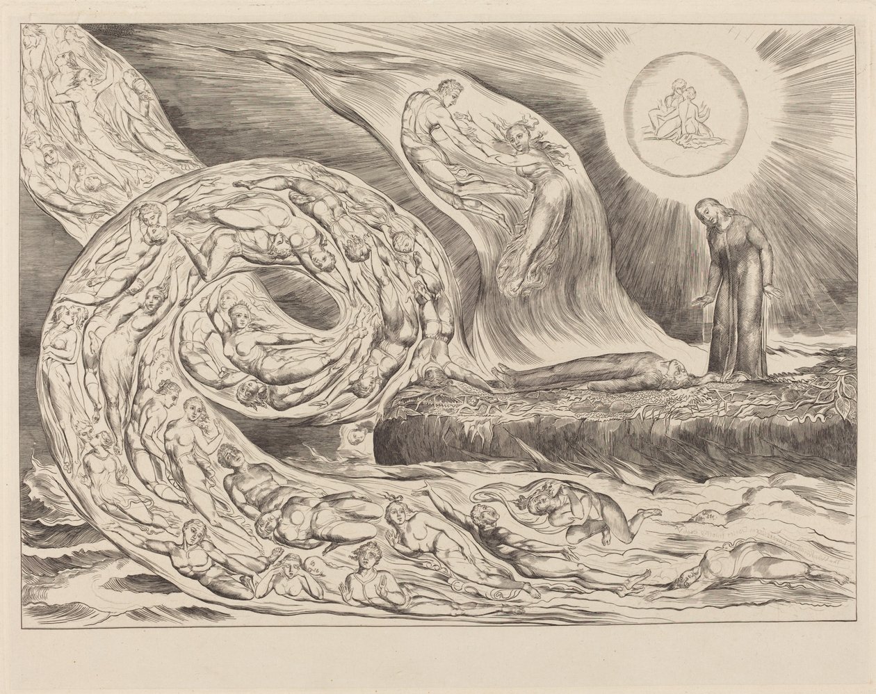 El círculo de los lujuriosos: Paolo y Francesca de William Blake