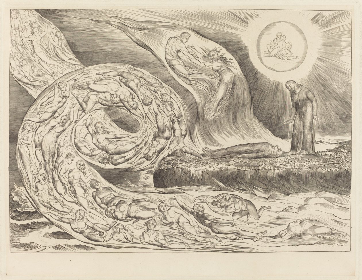 El círculo de los lujuriosos: Paolo y Francesca de William Blake