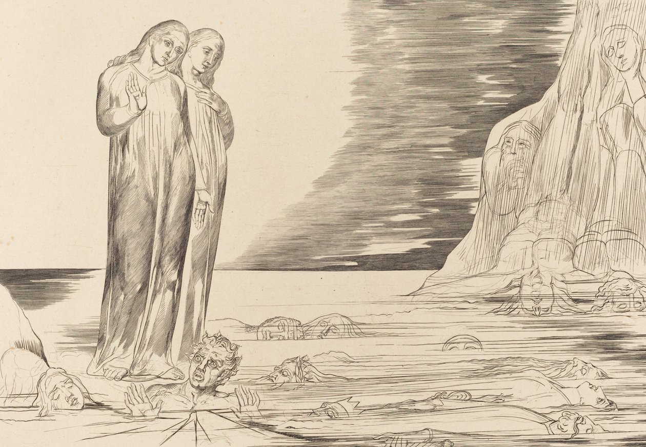 El Círculo de los Traidores, el Pie de Dante Golpeando a Bocca degli Abbate de William Blake