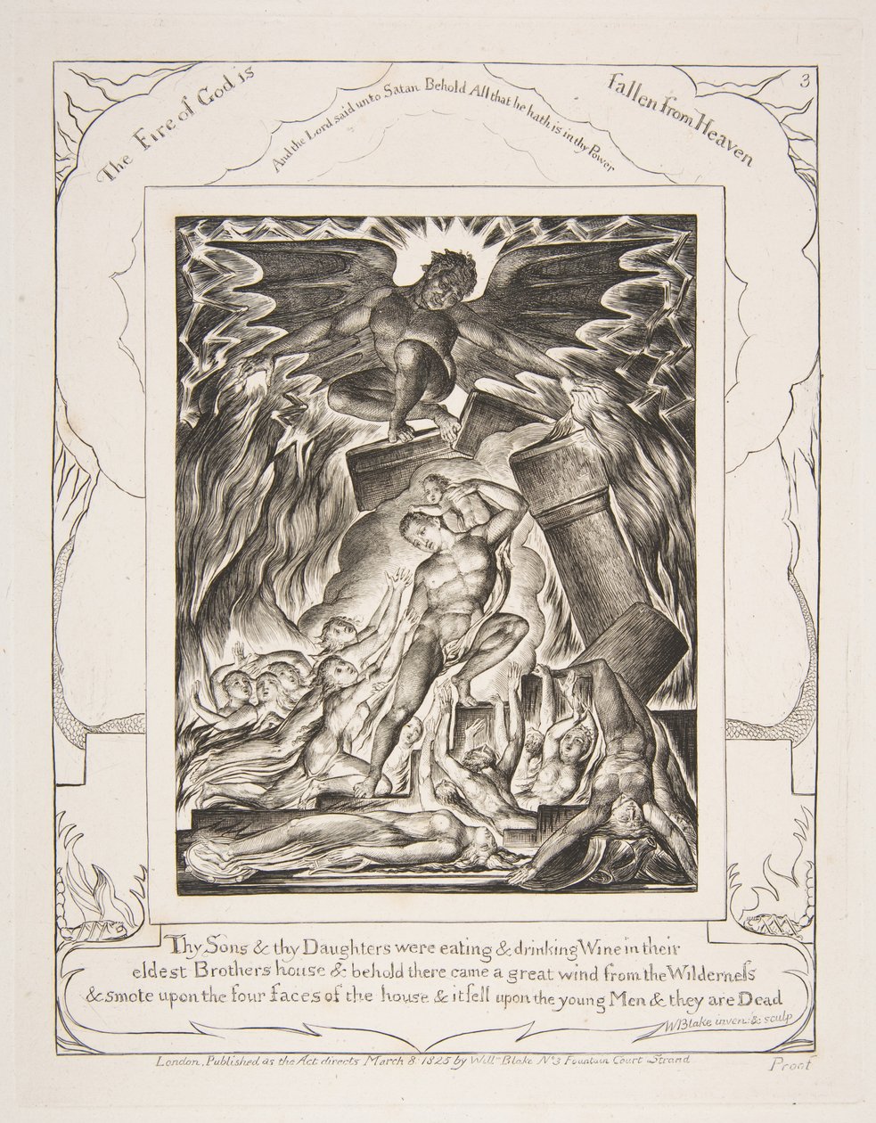 La Destrucción de los Hijos de Job, de Ilustraciones del Libro de Job de William Blake