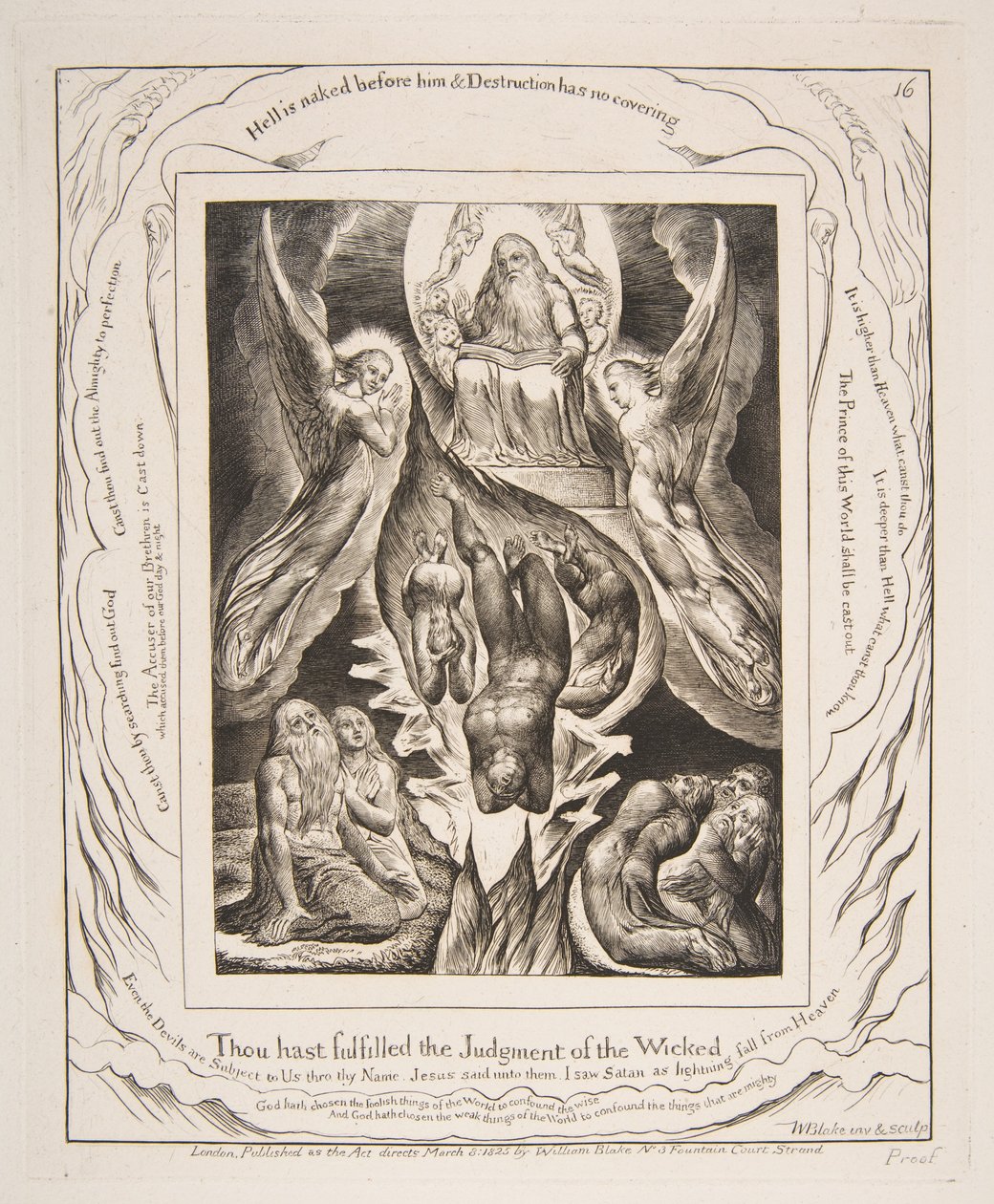 La caída de Satanás, de Ilustraciones del Libro de Job, 1825-26 de William Blake