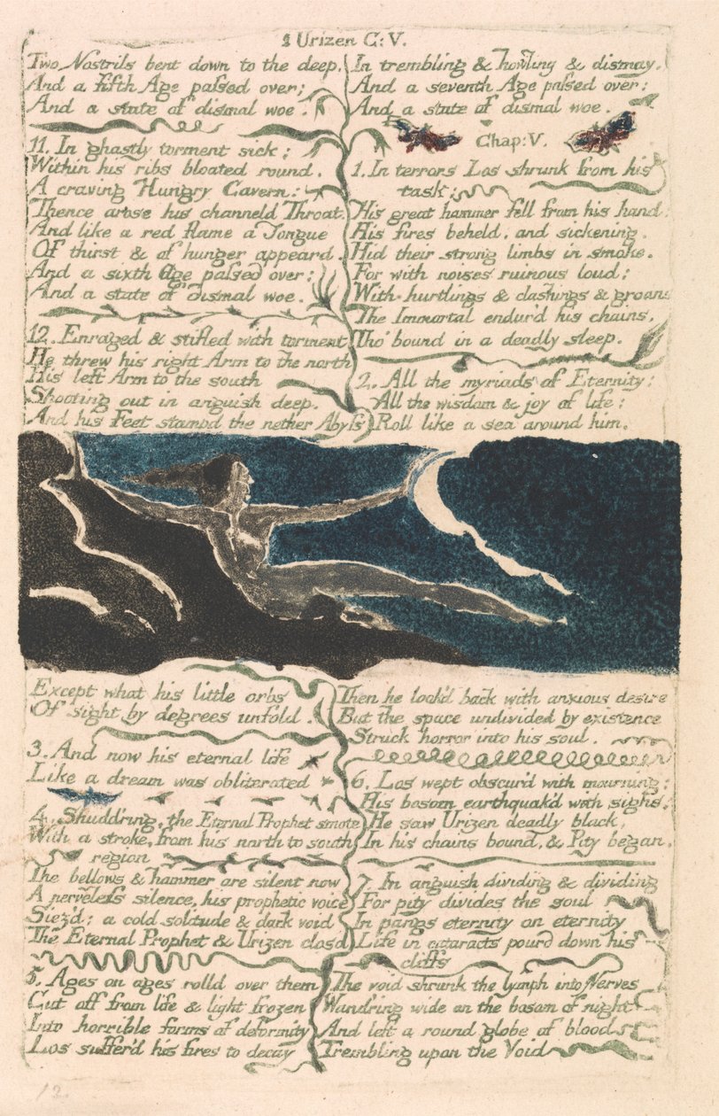 El Primer Libro de Urizen, Lámina 11, "Dos fosas nasales inclinadas hacia lo profundo. . ." (Bentley 13) de William Blake
