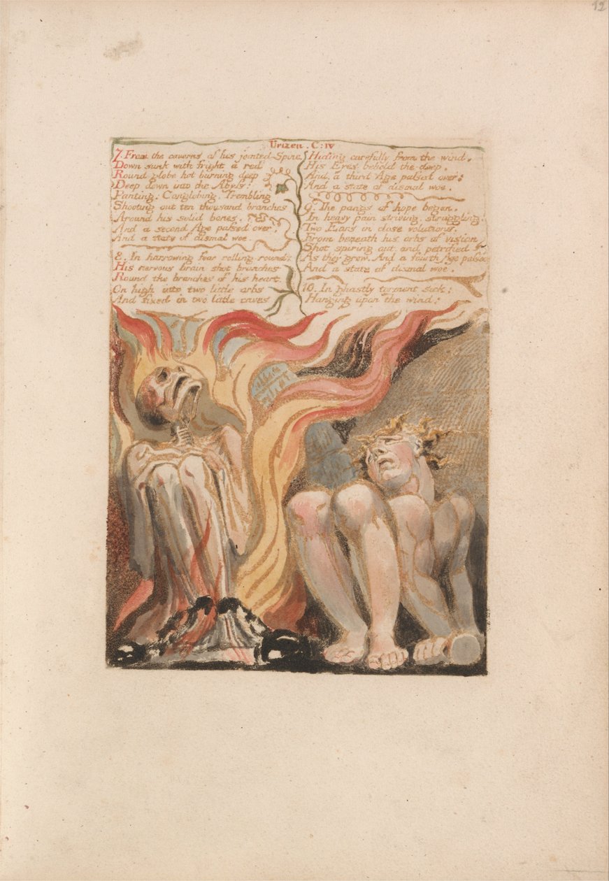 El Primer Libro de Urizen, Placa 14, 7. Desde las Cavernas de Su Columna Vertebral Articulada.... (Bentley 11) de William Blake