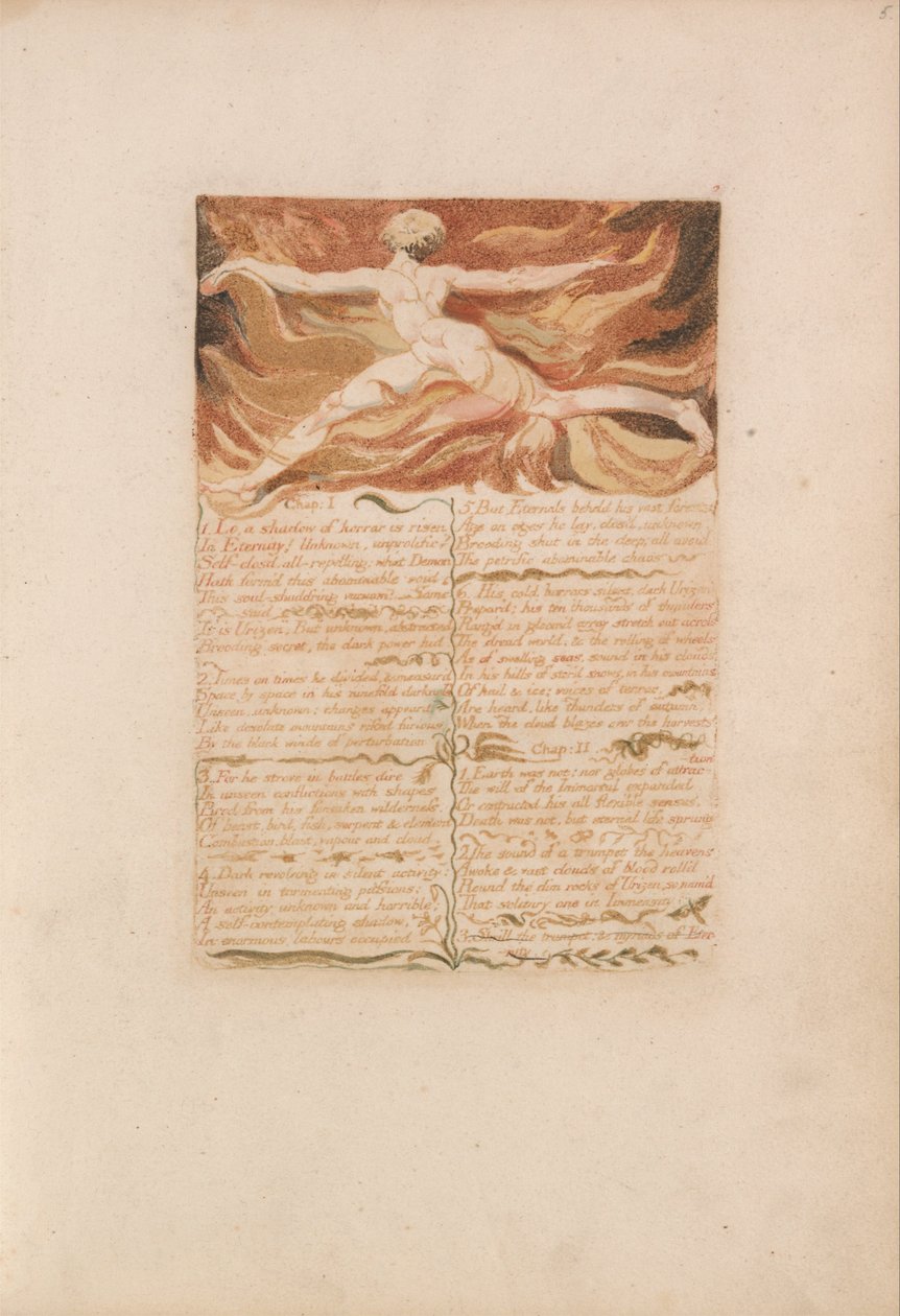 El primer libro de Urizen, Placa 5, Capítulo 1... (Bentley 3) de William Blake