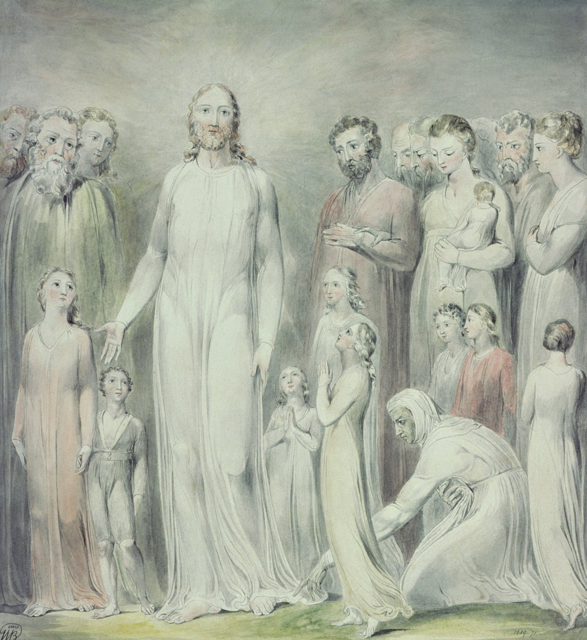 La curación de la mujer con flujo de sangre de William Blake