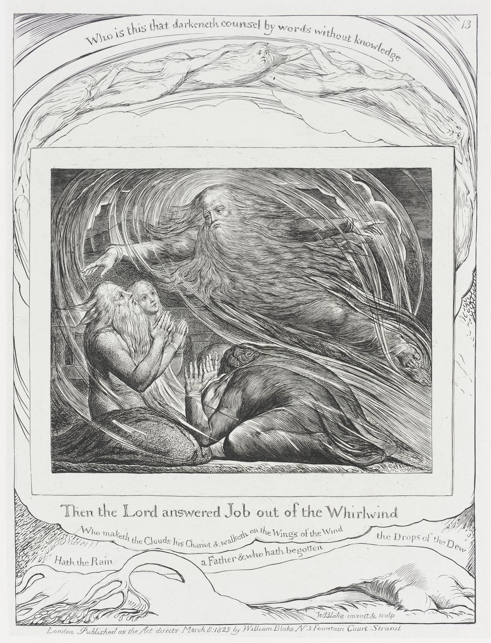 El Señor responde a Job desde el torbellino de William Blake