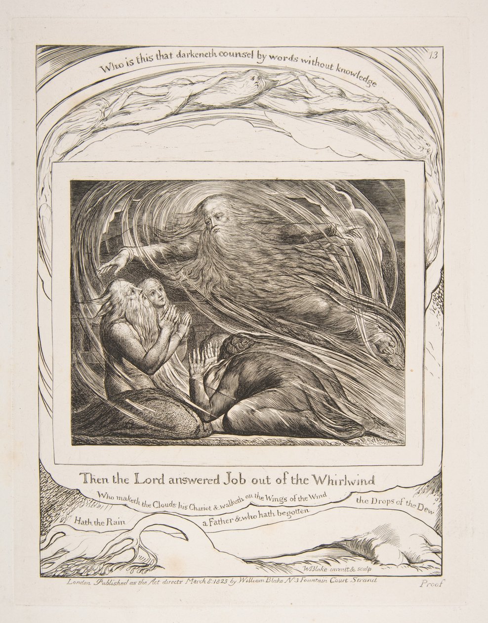 El Señor respondiendo a Job desde el torbellino, de Ilustraciones del Libro de Job, 1825-26 de William Blake