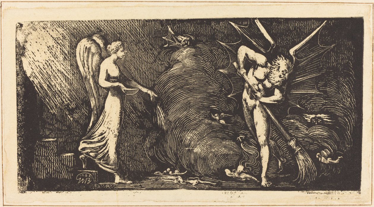 El hombre barriendo el salón del intérprete de William Blake