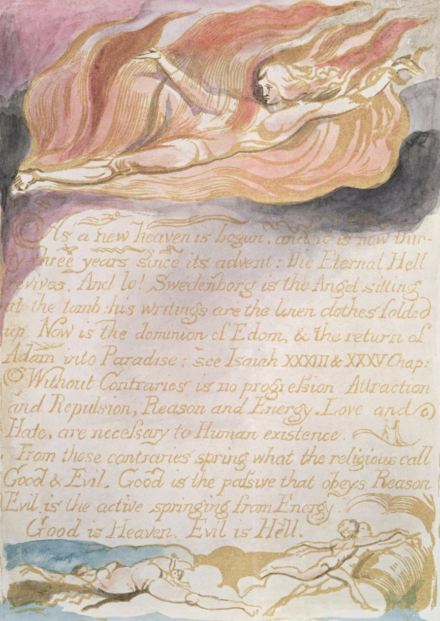 El matrimonio del cielo y el infierno; Como un nuevo cielo comienza, c.1790 de William Blake