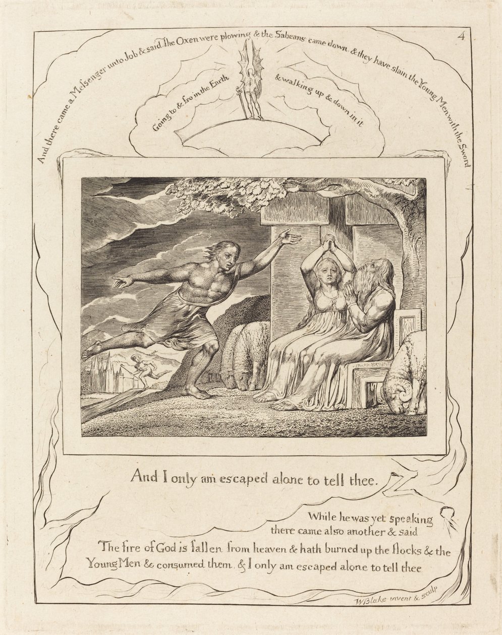 Los mensajeros le cuentan a Job sus desgracias de William Blake