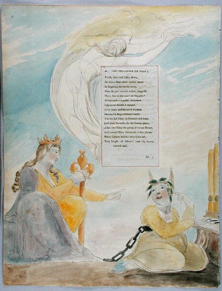 El progreso de la poesía", diseño 48 de "The Poems of Thomas Gray". de William Blake
