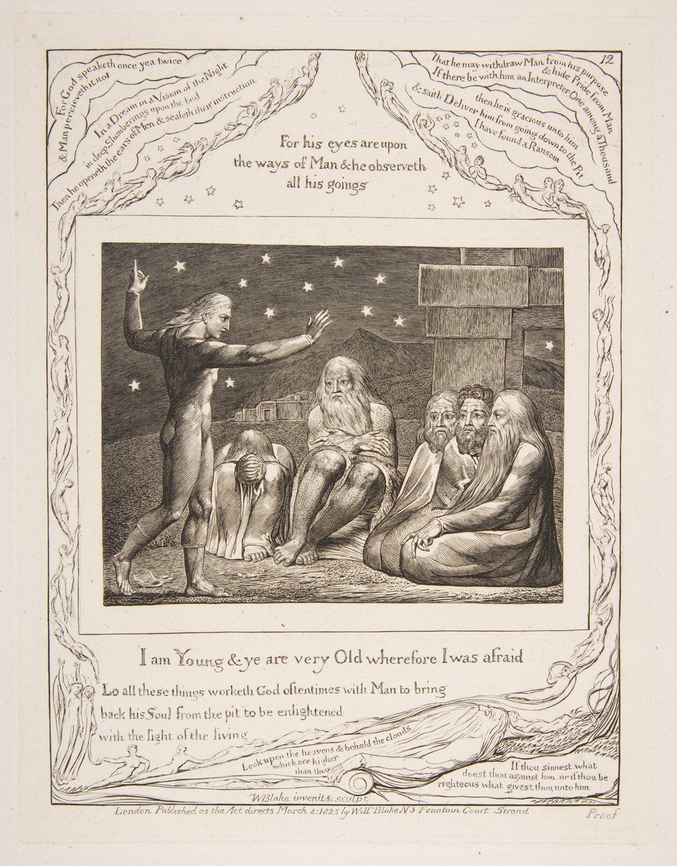 La ira de Eliú, de Ilustraciones del Libro de Job, 1825-26 de William Blake