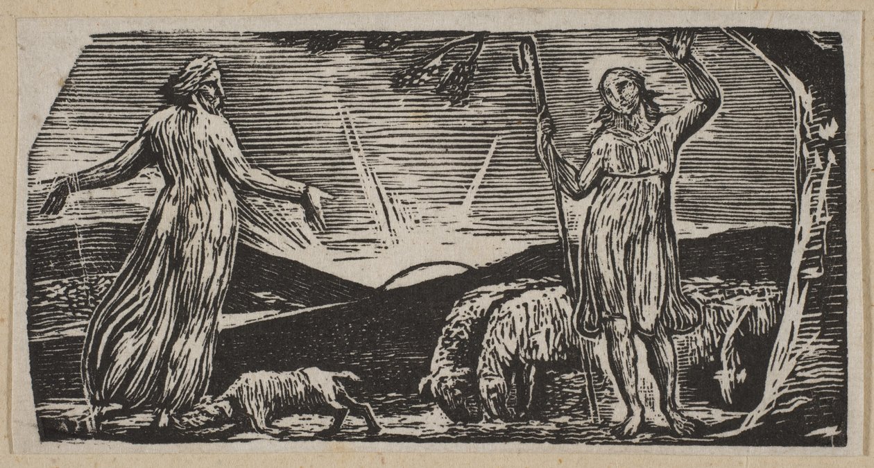 Thenot reprende a Colinet, de Pastorales de Virgilio de Thornton, 1821 de William Blake