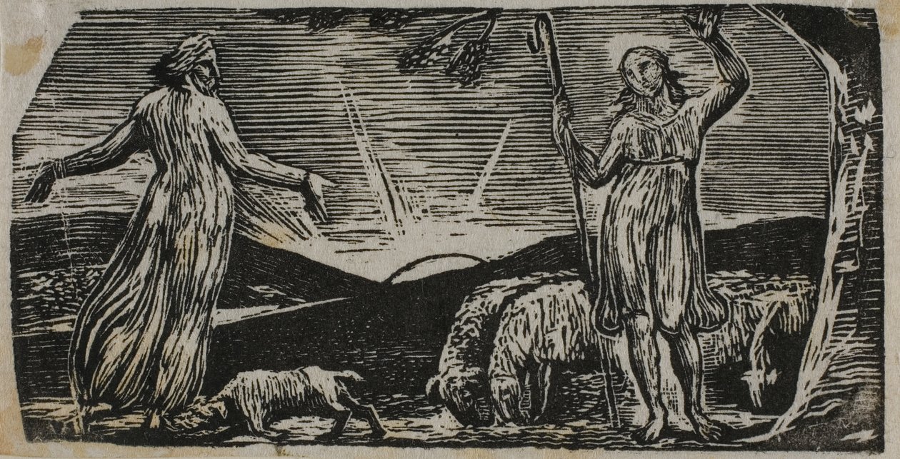 Thenot Reprocha a Colinet, de Las Pastorales de Virgilio de William Blake