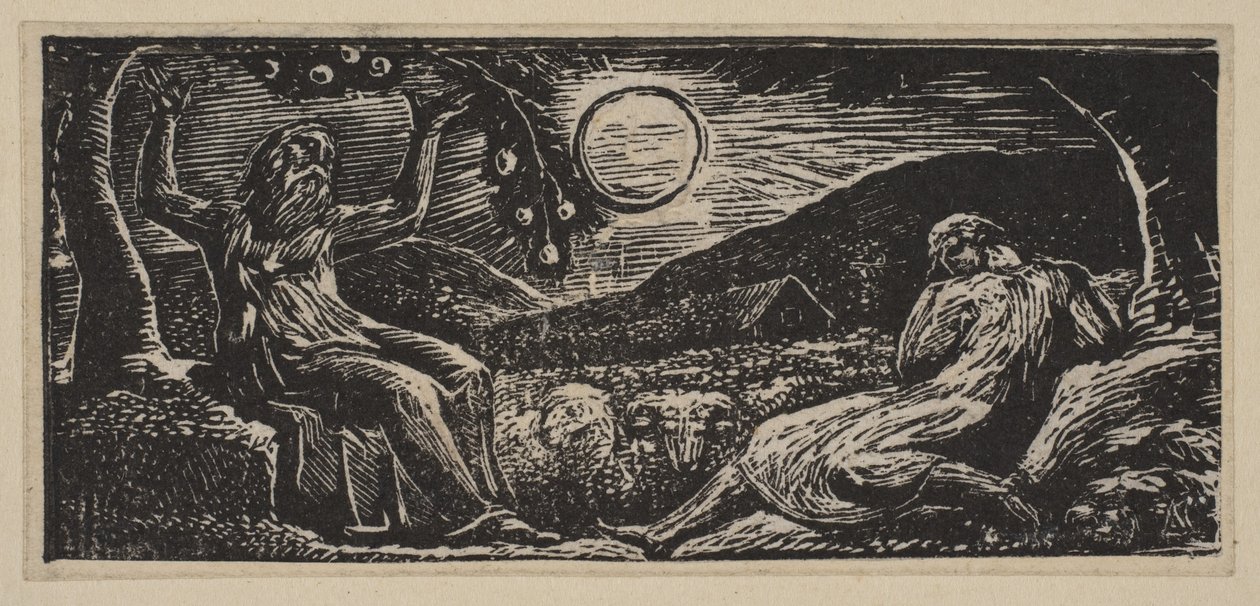 Thenot bajo un Árbol Frutal, de Pastorales de Virgilio de Thornton, 1821 de William Blake