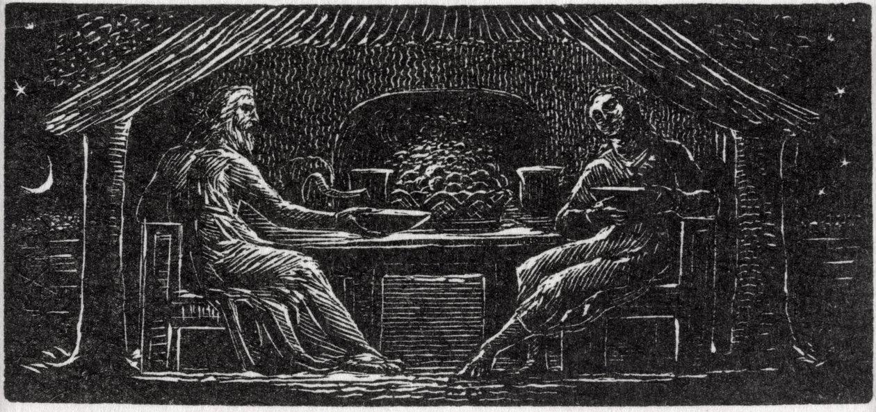 Thenot y Colinet cenan juntos, ilustración de 'Las pastorales de ...