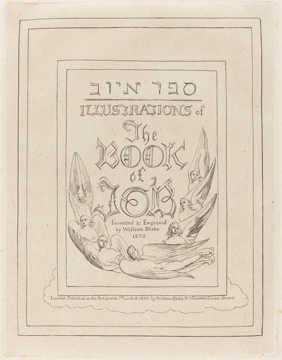 Página de título de las ilustraciones grabadas del Libro de Job, 1825 de William Blake