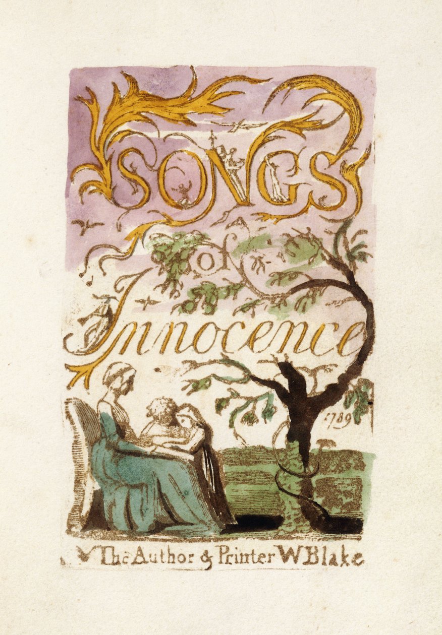 Página de título, de "Canciones de Inocencia", 1789 de William Blake