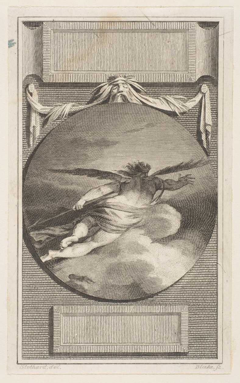 Figura alada volando entre nubes, ca. 1780-87 de William Blake