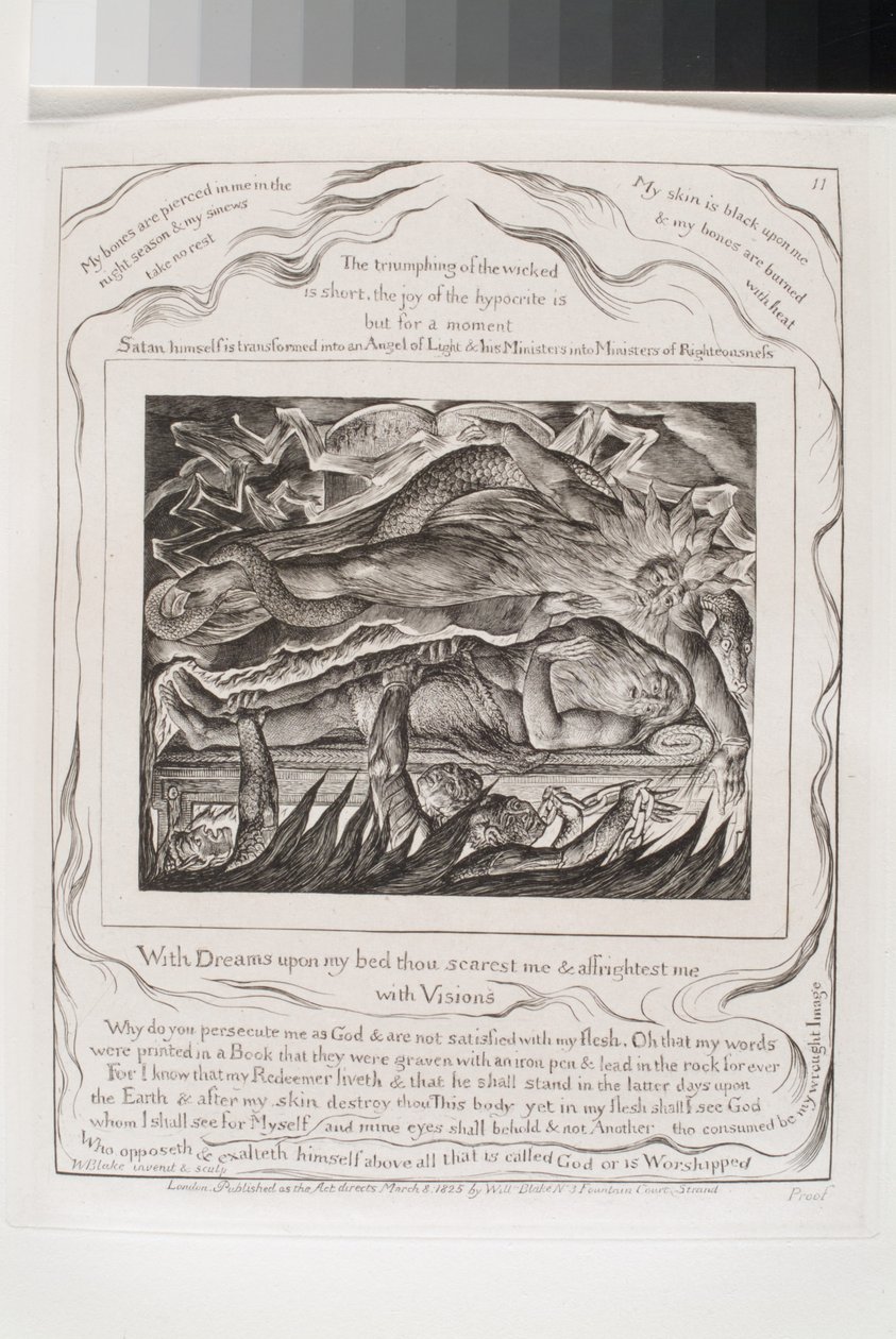 With Dreams Upon My Bed Thou Scarest Me (grabado sobre papel india chine collé) de William Blake