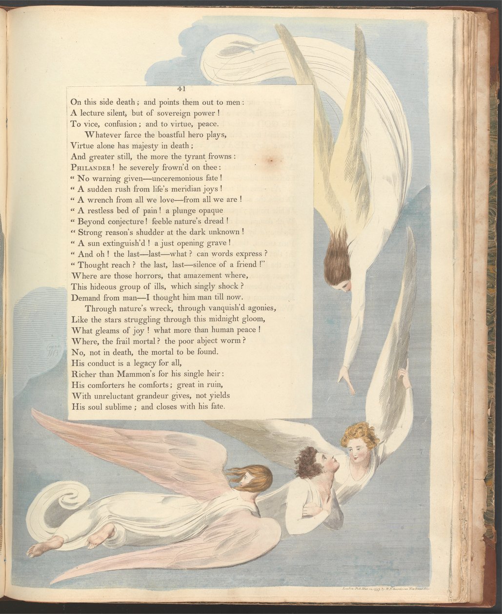 Pensamientos nocturnos de Young, Página 41, Una marca radiante, el lecho de muerte del justo de William Blake