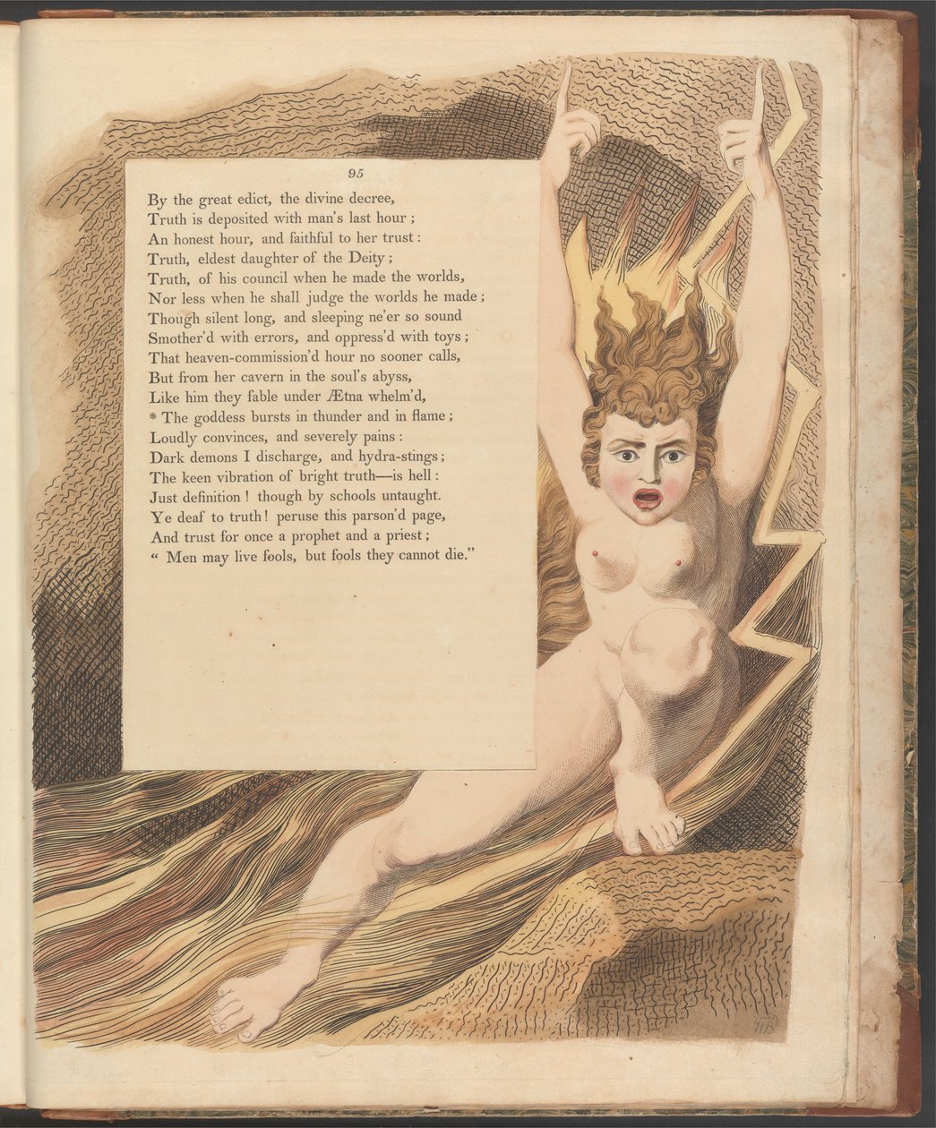 Pensamientos Nocturnos de Young, Página 95, La diosa estalla en trueno y en llamas de William Blake