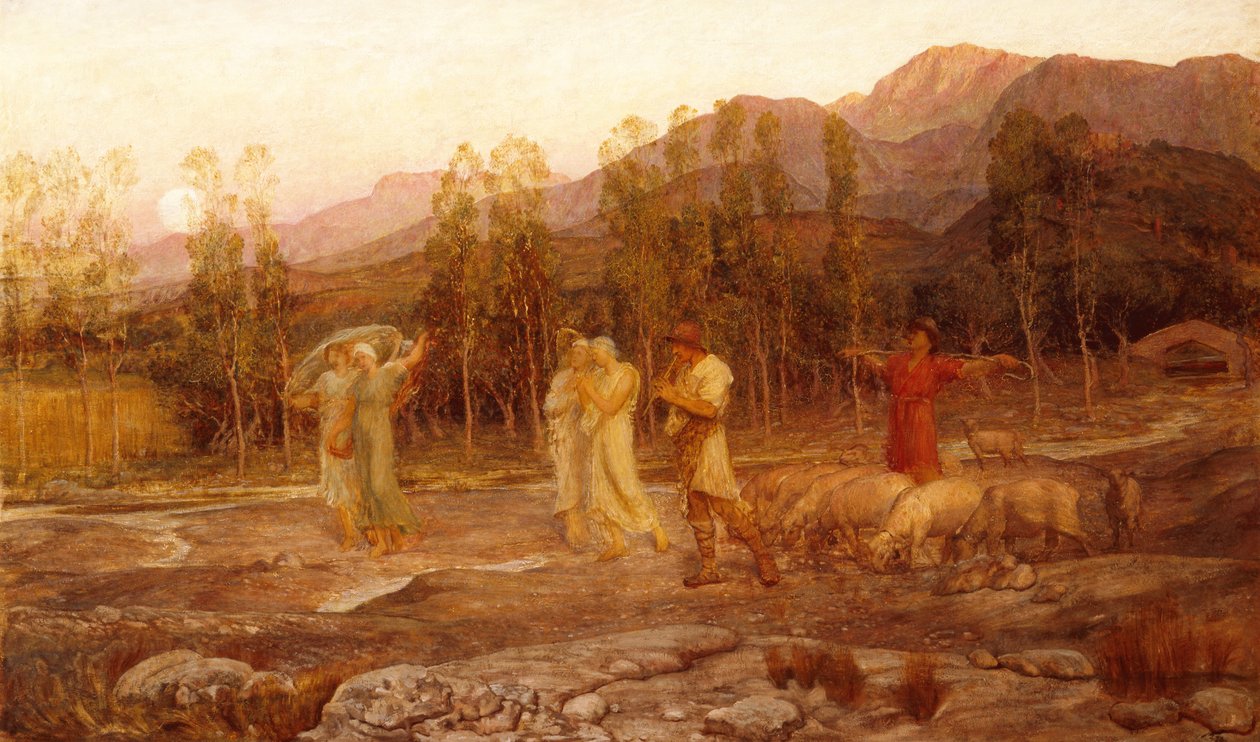 Una pastoral, un recuerdo del valle de Esparta (óleo sobre lienzo) de William Blake Richmond