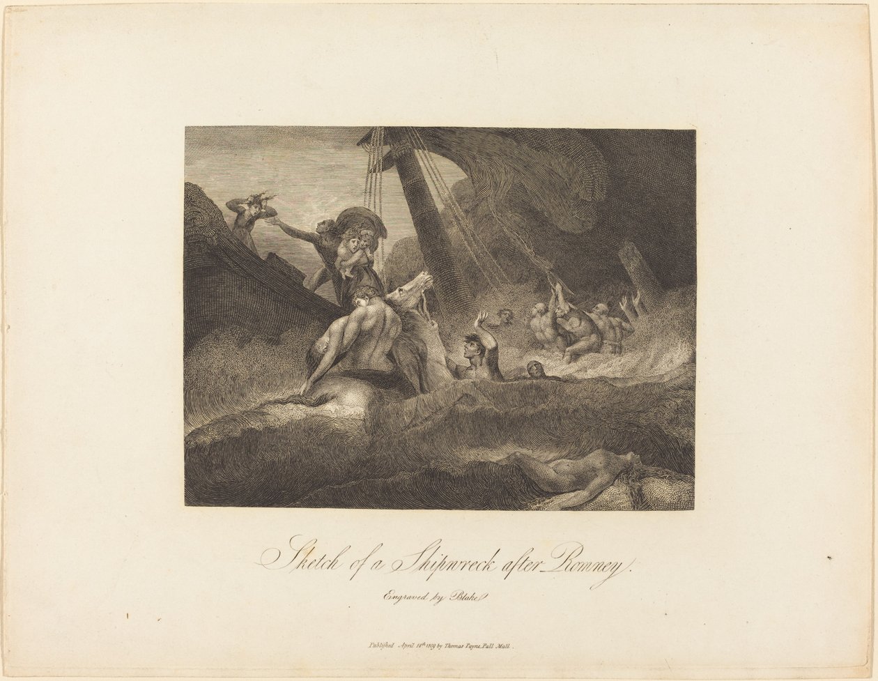 Boceto de un naufragio de William Blake after George Romney