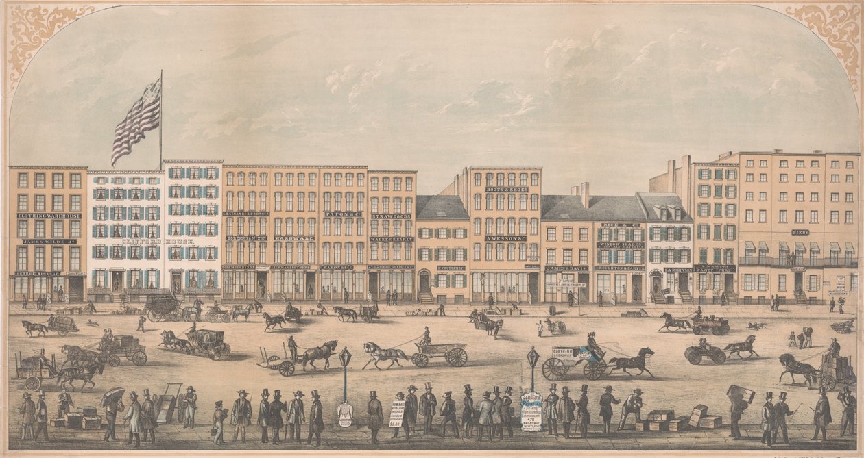 Vista de Park Place, Nueva York, desde Broadway hasta Church Street, lado norte, 1854 de William Boell