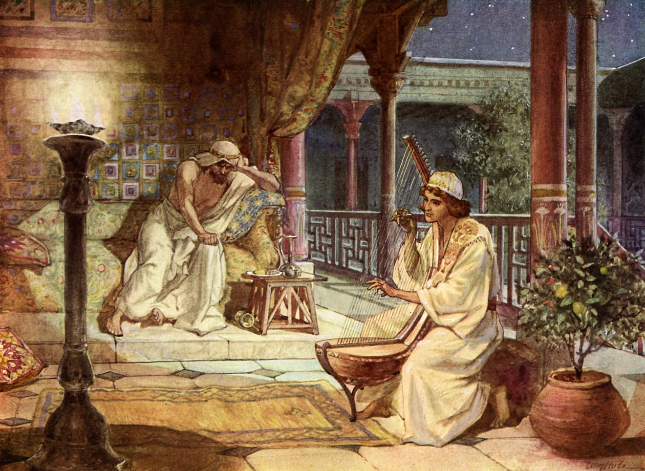 David tocando el arpa para Saúl de William Brassey Hole