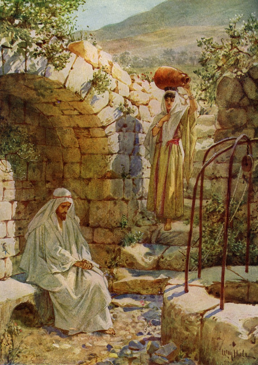 Jesús pide agua a una mujer samaritana - Biblia de William Brassey Hole