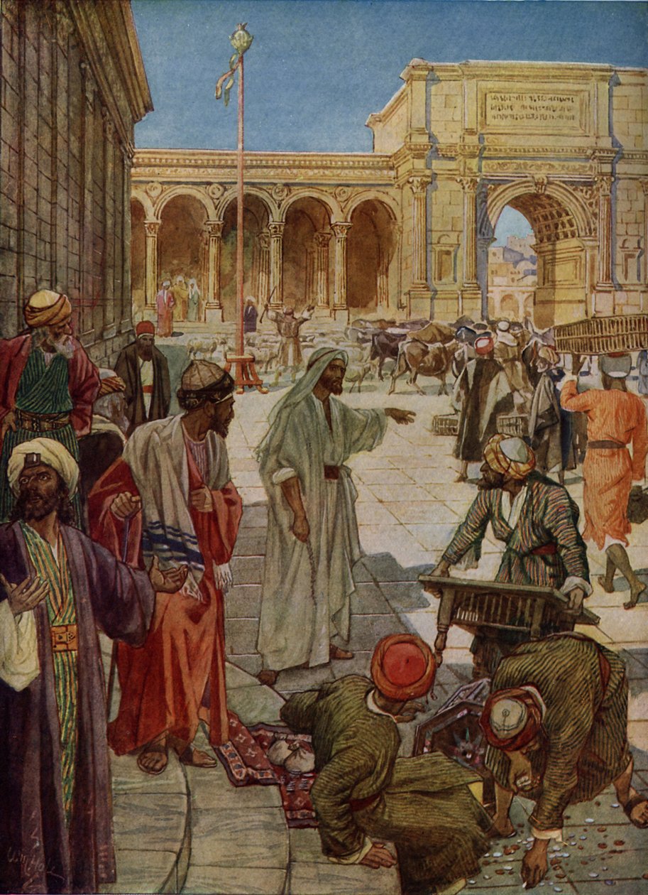 Jesús limpia el templo - Biblia de William Brassey Hole