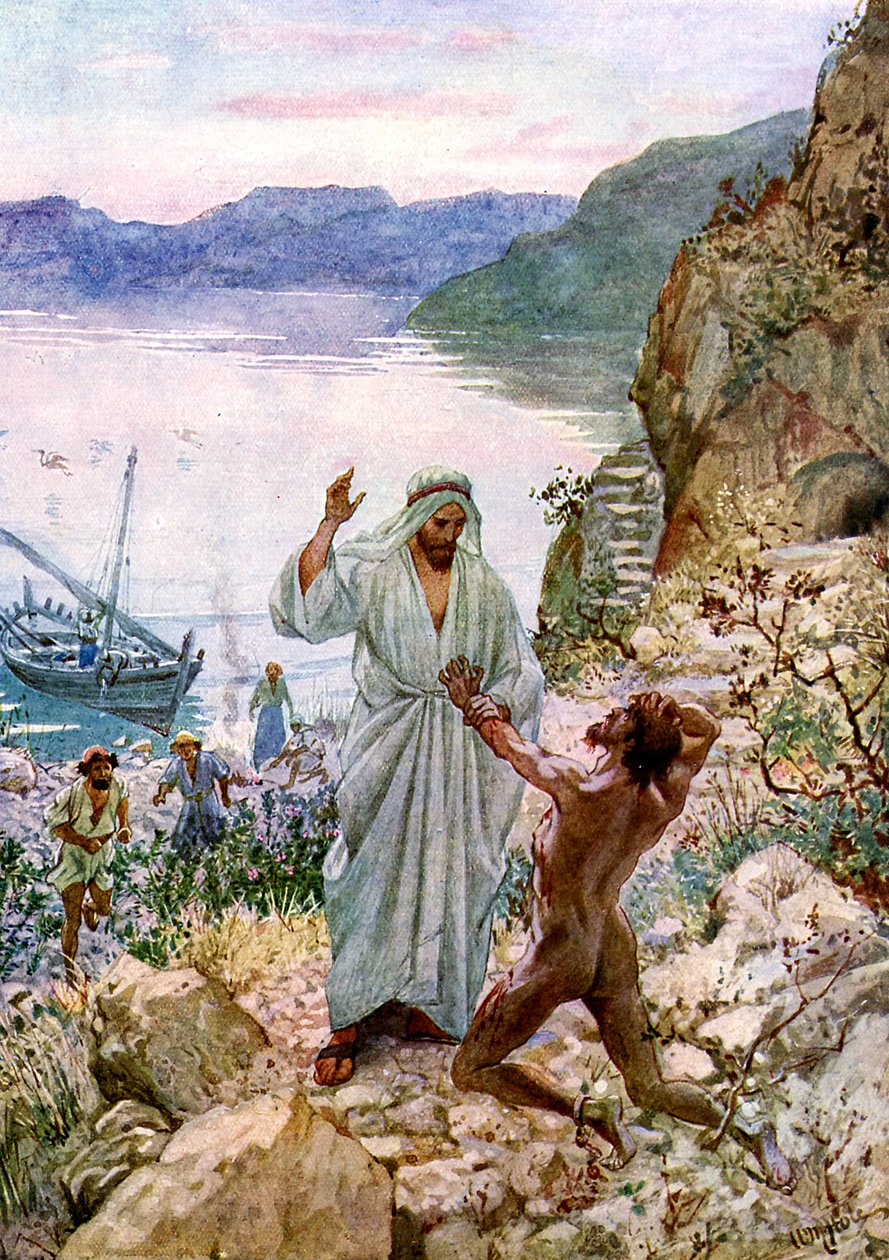 Jesús cura a un hombre poseído por demonios de William Brassey Hole